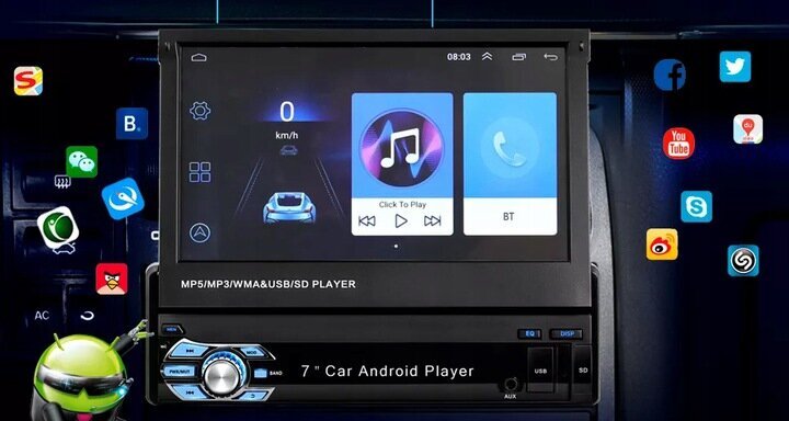 Automašīnas radio, NAVIGĀCIJAS MULTIMĒDIJU STACIJA, GPS, WI-FI, Android 11 ar izvelkamu 7 collu ekrānu цена и информация | Auto magnetolas, multimedija | 220.lv