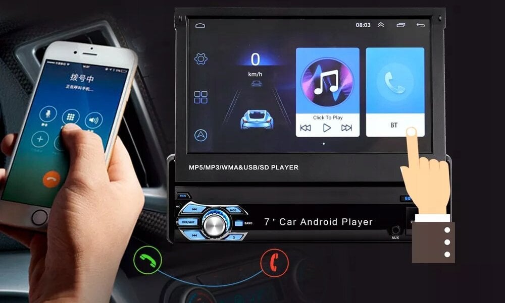 Automašīnas radio, NAVIGĀCIJAS MULTIMĒDIJU STACIJA, GPS, WI-FI, Android 11 ar izvelkamu 7 collu ekrānu цена и информация | Auto magnetolas, multimedija | 220.lv