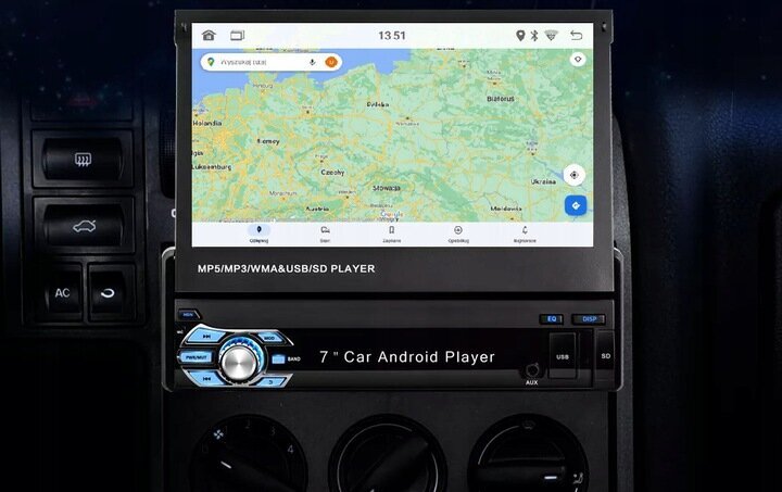 Automašīnas radio, NAVIGĀCIJAS MULTIMĒDIJU STACIJA, GPS, WI-FI, Android 11 ar izvelkamu 7 collu ekrānu cena un informācija | Auto magnetolas, multimedija | 220.lv