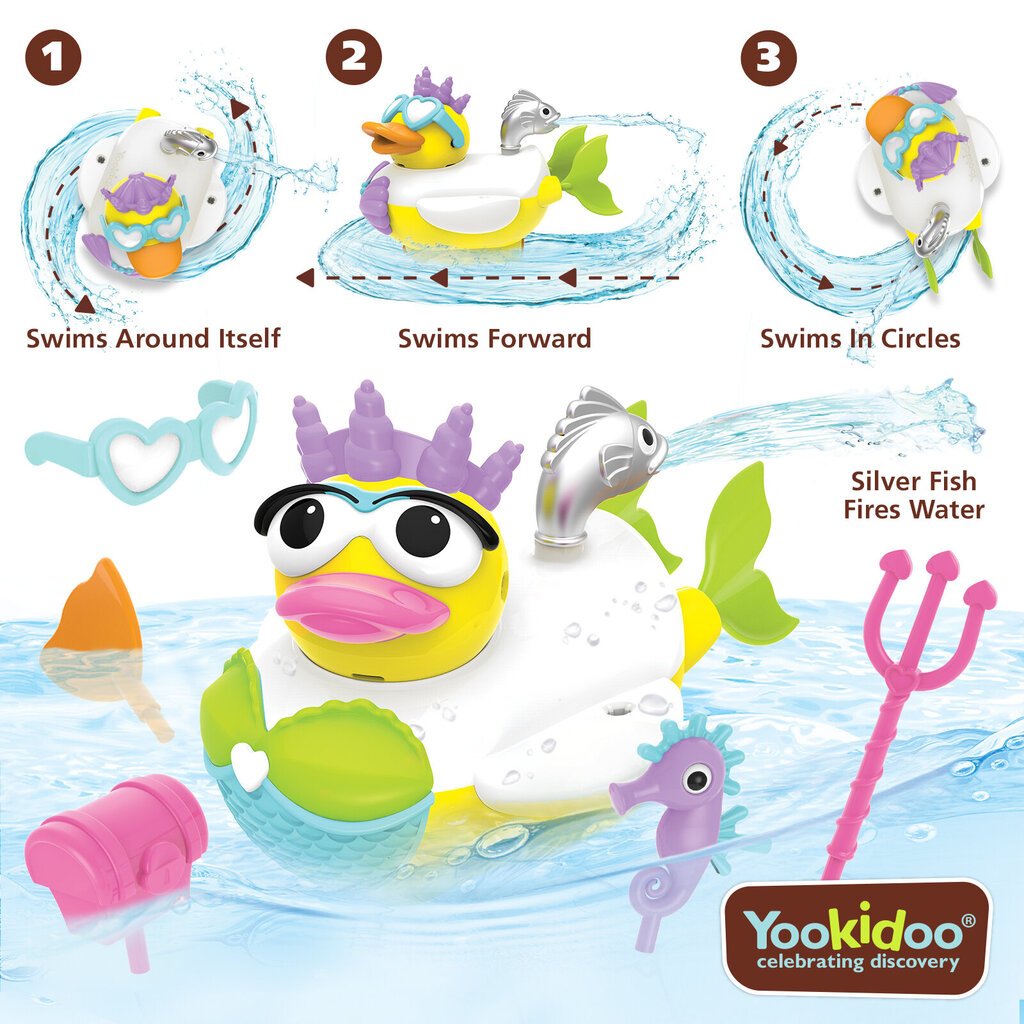YOOKIDOO Mermaid Duck vannas rotaļlieta cena un informācija | Rotaļlietas zīdaiņiem | 220.lv