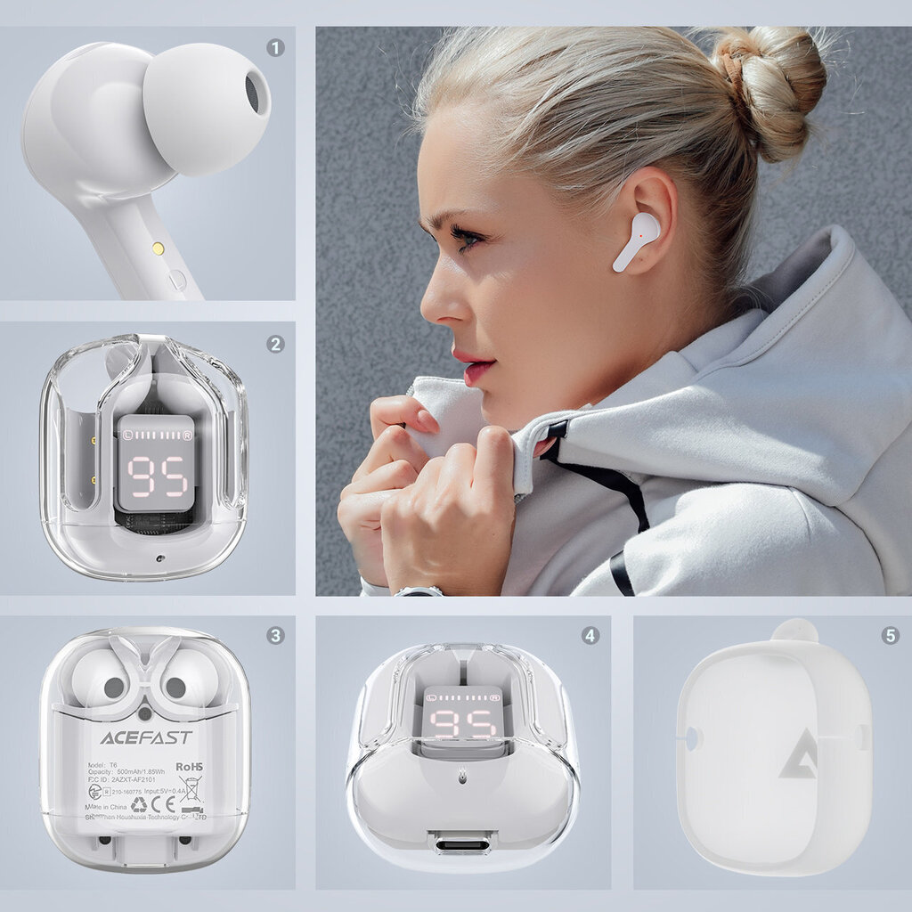 Acefast In-Ear TWS Bluetooth Grey cena un informācija | Austiņas | 220.lv