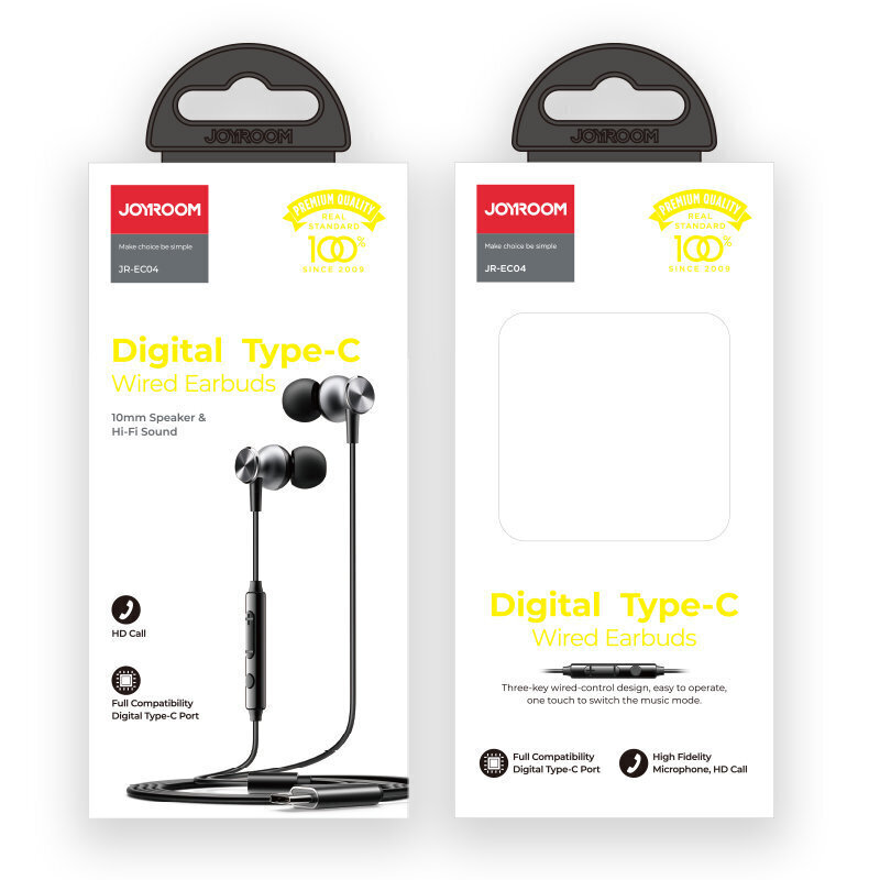 Joyroom EarBuds USB Type C JR-EC04 Black cena un informācija | Austiņas | 220.lv