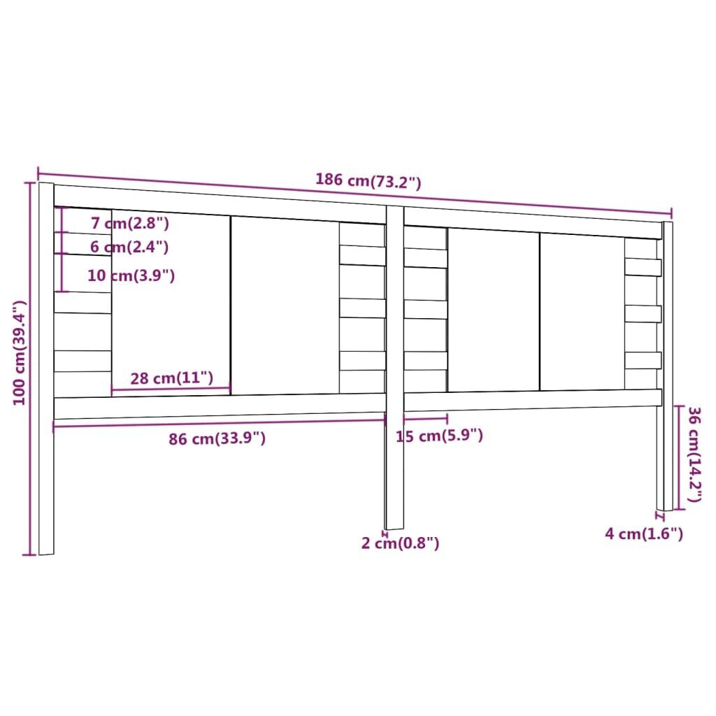 Galvgalis, medus brūns, 186x4x100cm, priedes masīvkoks cena un informācija | Gultas | 220.lv