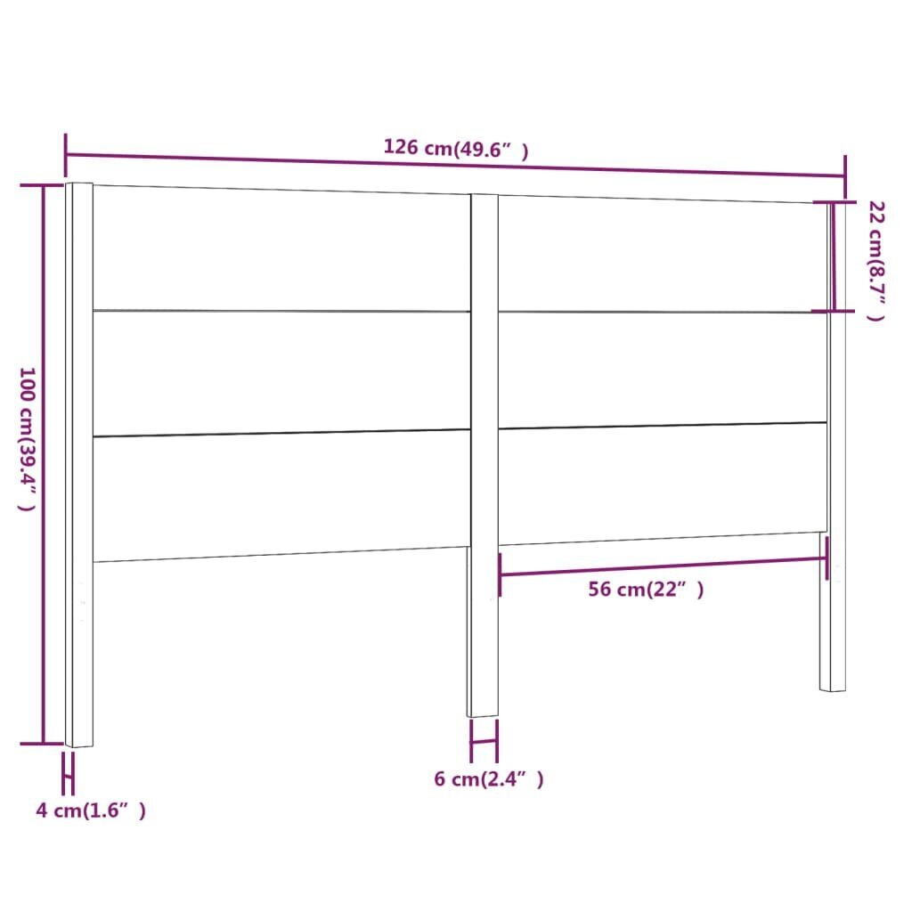 Galvgalis, balts, 126x4x100cm, priedes masīvkoks cena un informācija | Gultas | 220.lv