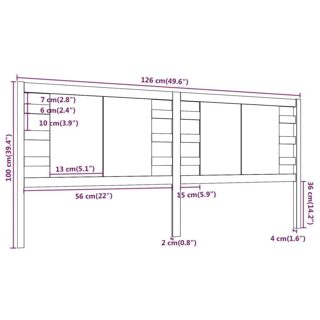 Galvgalis, balts, 126x4x100cm, priedes masīvkoks cena un informācija | Gultas | 220.lv