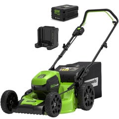 60V pļāvējs 46cm GREENWORKS GD60LM46HPK4 - Lādētājs + akumulatoru komplekts 4Ah - 2502807UB cena un informācija | Zāles pļāvēji | 220.lv