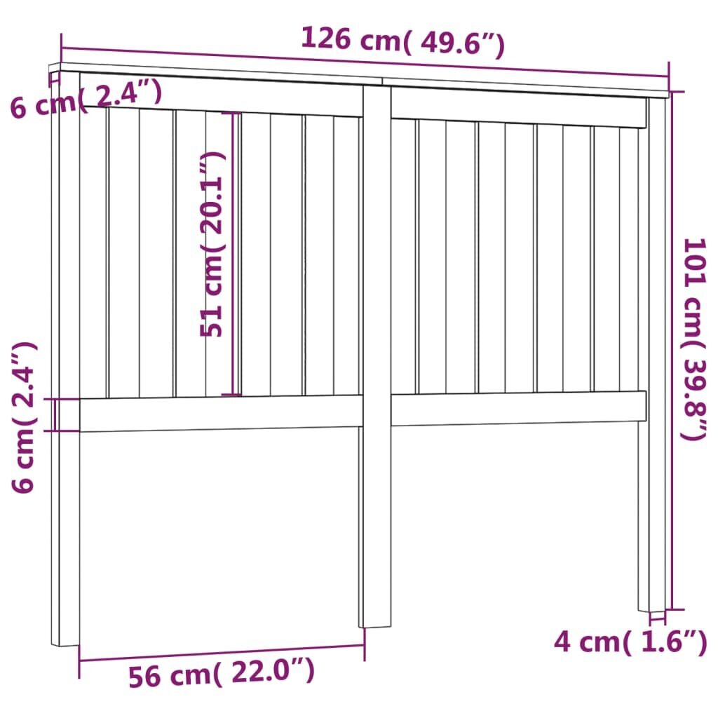 Gultas galvgalis, 126x6x101cm, priedes masīvkoks cena un informācija | Gultas | 220.lv