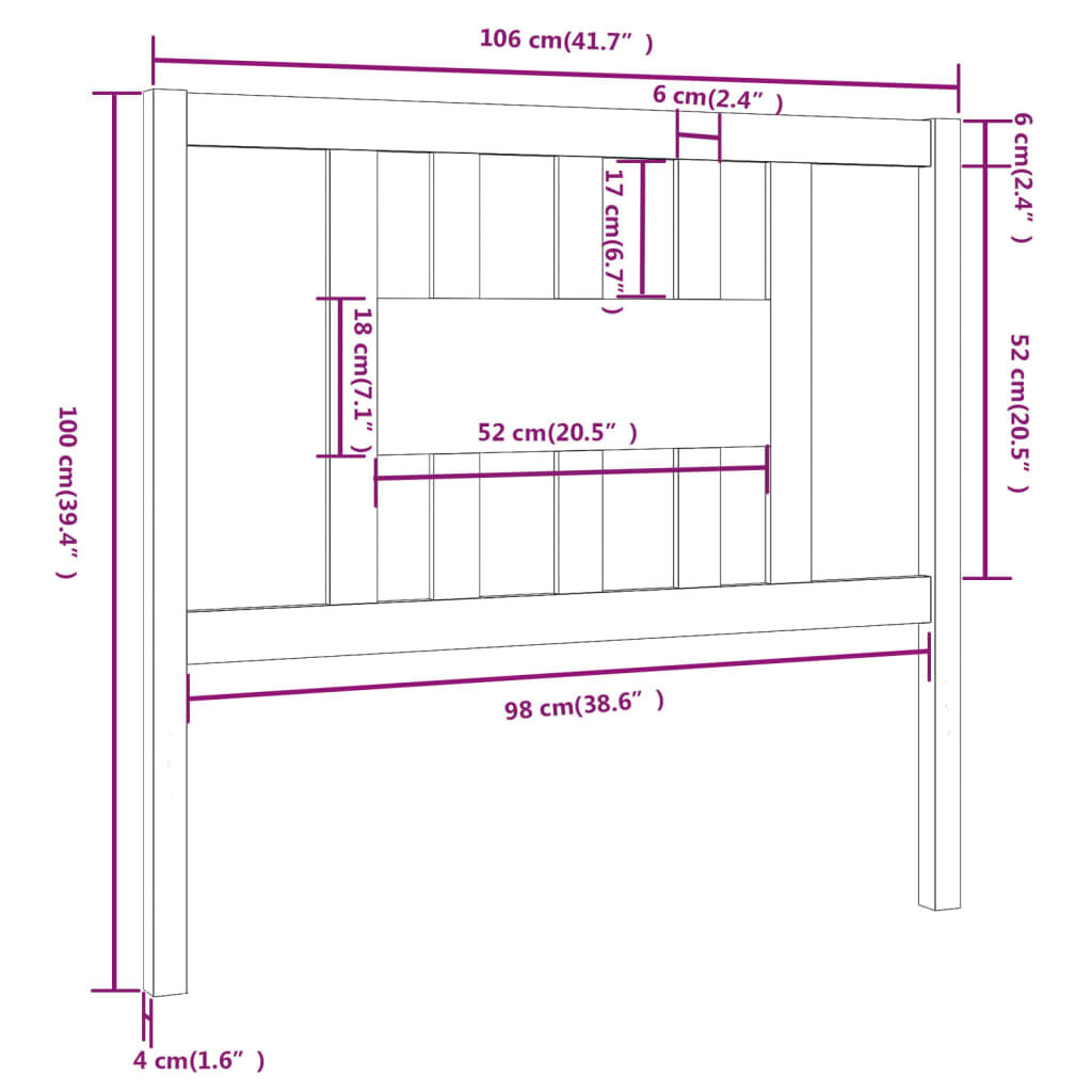 Galvgalis, melns, 106x4x100cm, priedes masīvkoks cena un informācija | Gultas | 220.lv