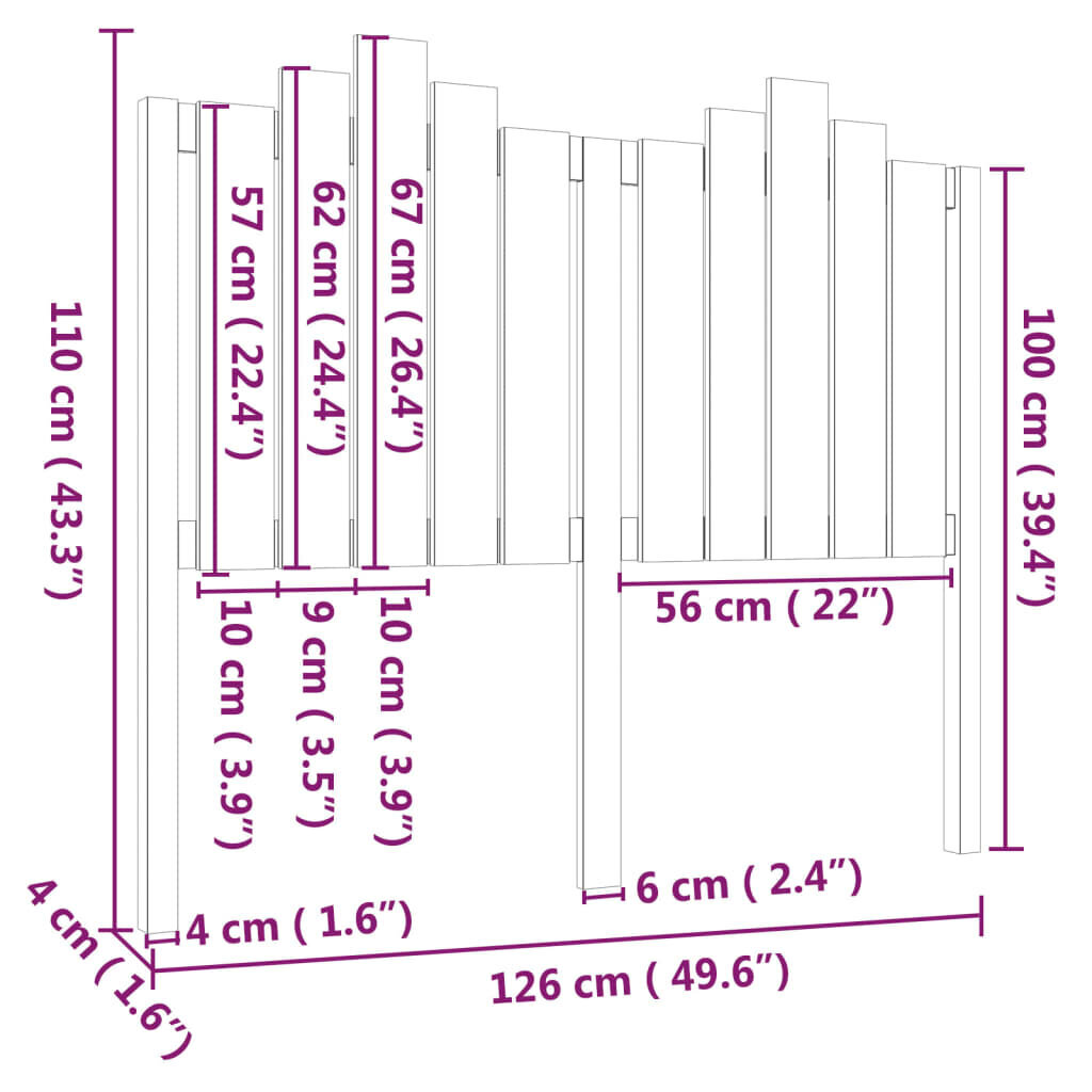 Gultas galvgalis, 126x4x110cm, priedes masīvkoks cena un informācija | Gultas | 220.lv