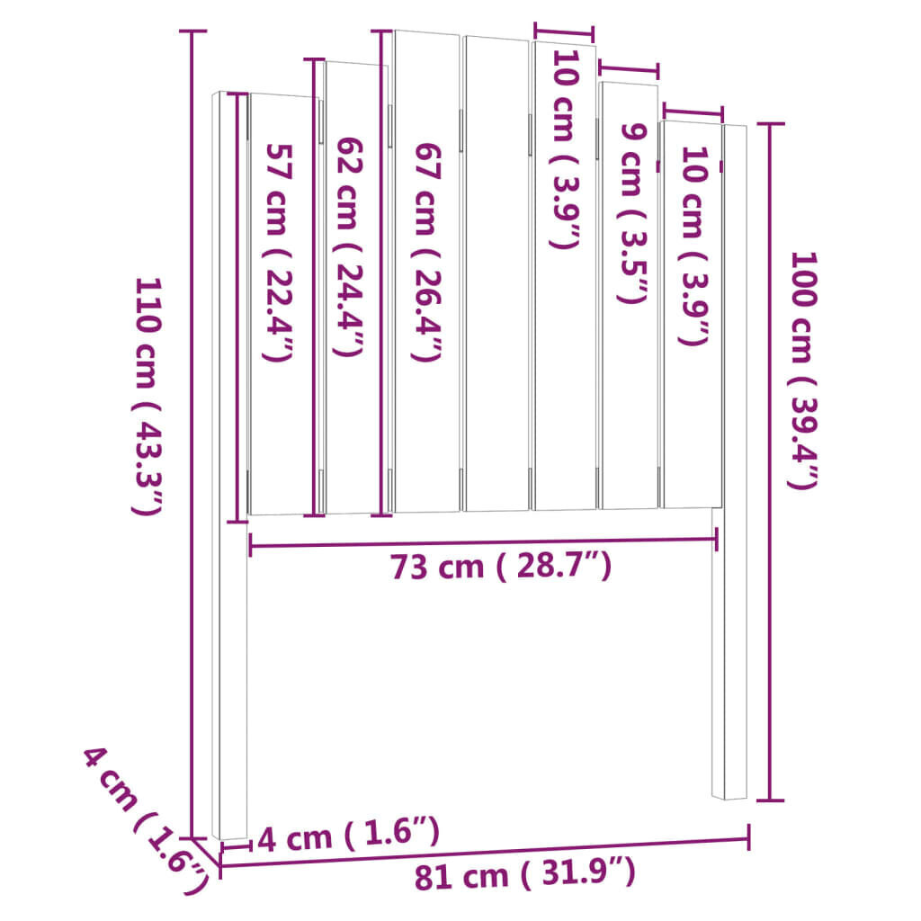 Gultas galvgalis, balts, 81x4x110cm, priedes masīvkoks cena un informācija | Gultas | 220.lv