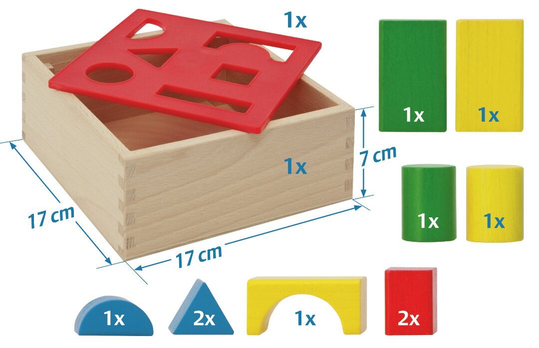 Koka šķirošanas kubs ar klucīšiem, komplektā 12 daļas cena un informācija | Rotaļlietas zēniem | 220.lv