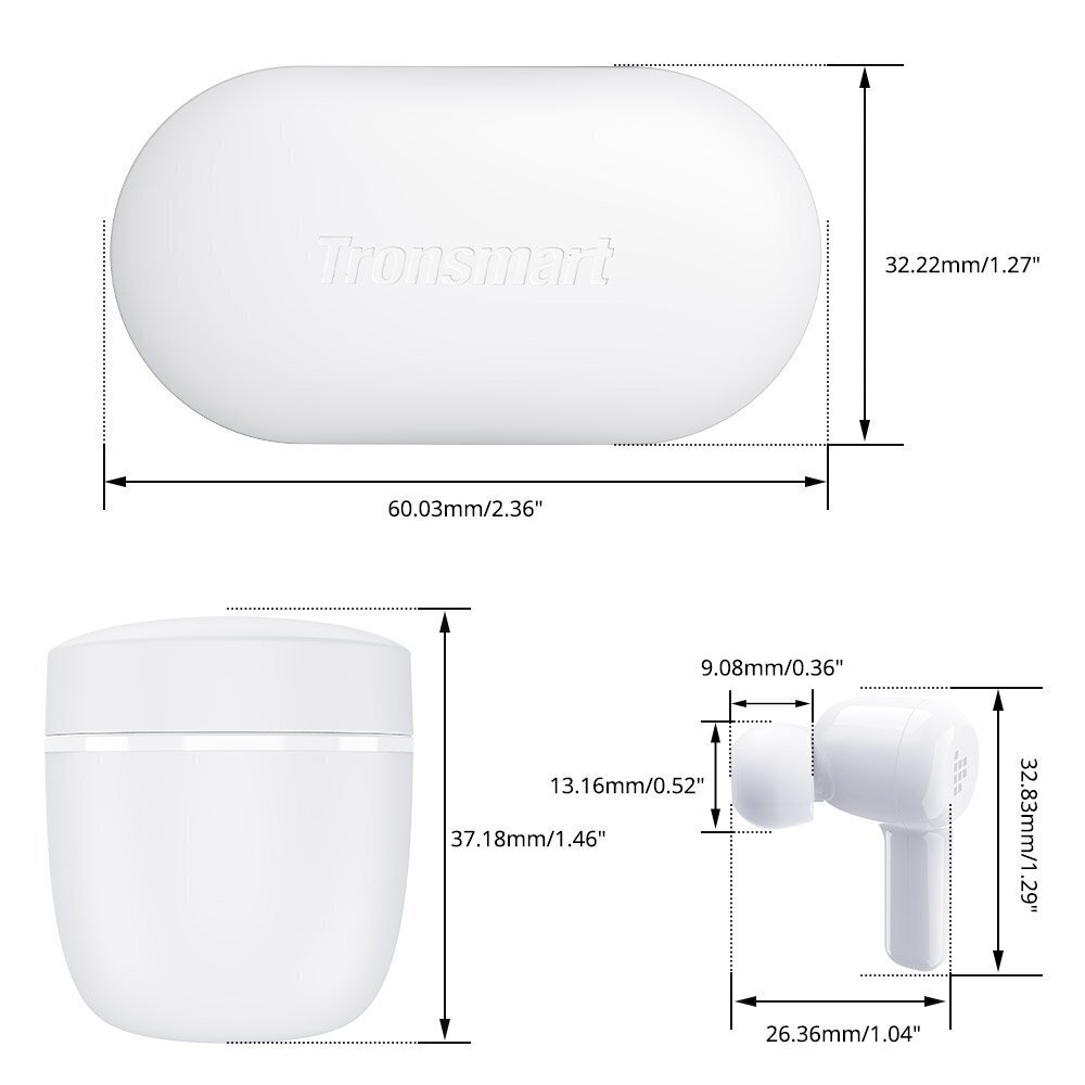 TronsmArt Apollo Air TWS Bluetooth 5.2 372452 White cena un informācija | Austiņas | 220.lv