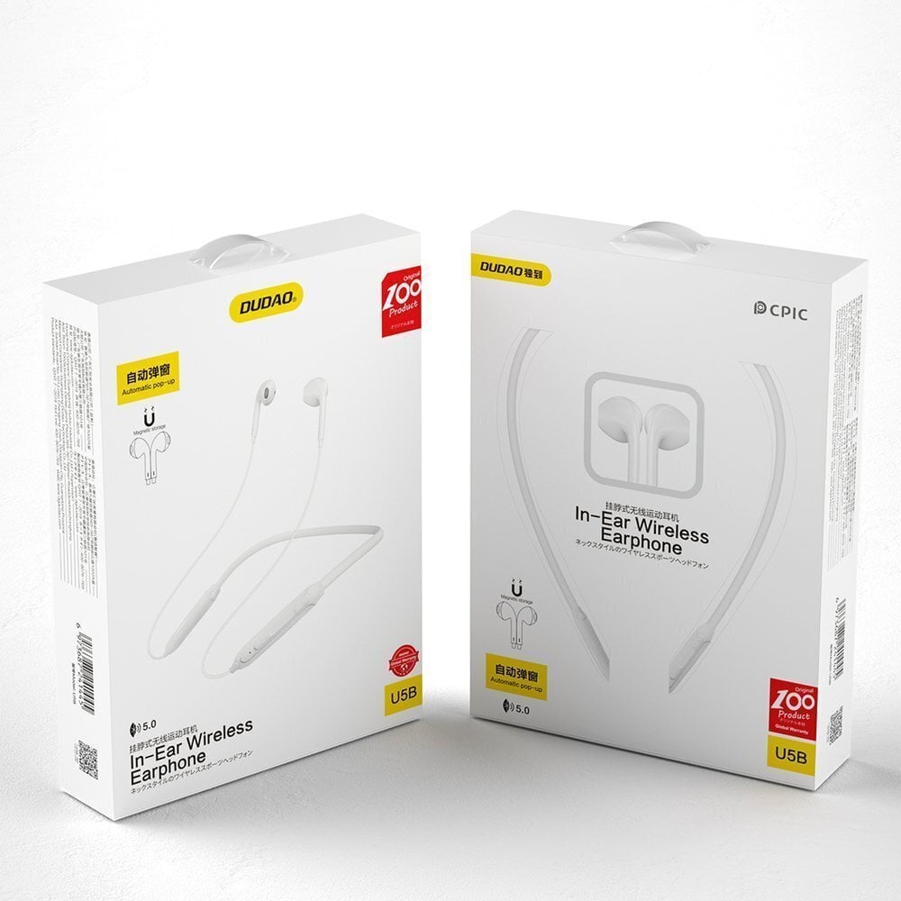 Dudao Magnetic Suction In-Ear Bluetooth U5B White цена и информация | Austiņas | 220.lv