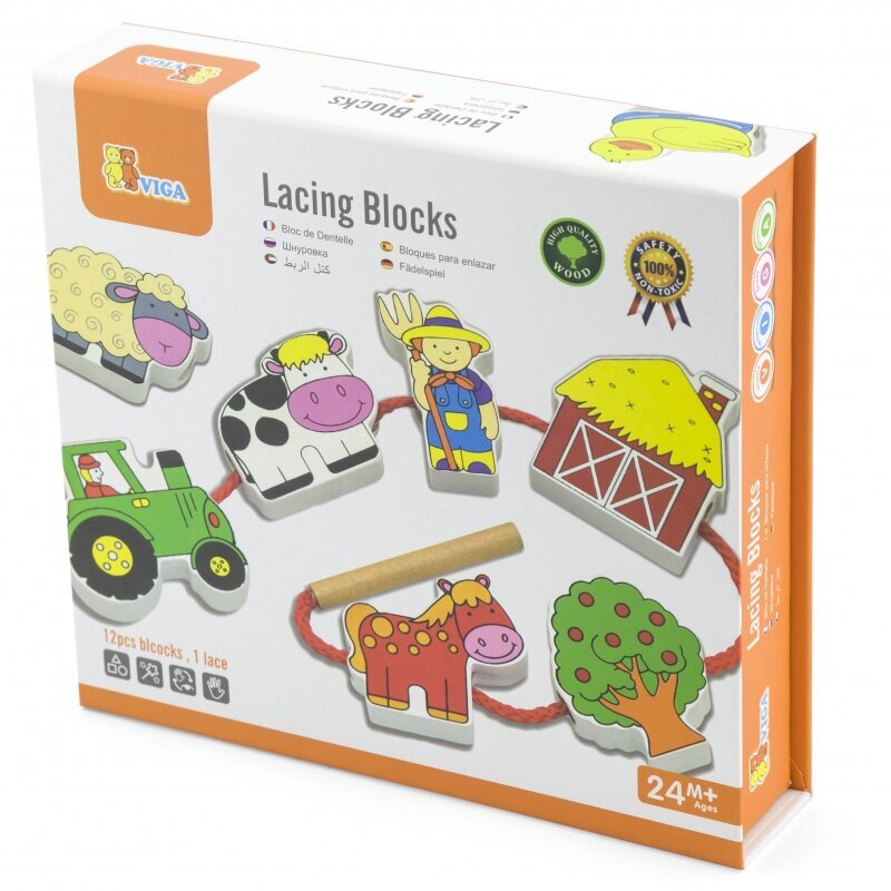 Koka bloku komplekts dzīve laukos Viga цена и информация | Attīstošās rotaļlietas | 220.lv