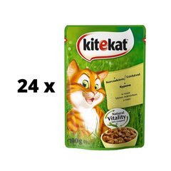 Kaķu barība KITEKAT, ar vistu, maisiņos, 100 g x 24 gab. iepakojums cena un informācija | Konservi kaķiem | 220.lv