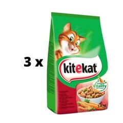 Сухой корм для кошек с говядиной и овощами KITEKAT, 1.8 кг x 3 шт. цена и информация | Сухой корм для кошек | 220.lv