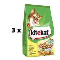 Сухой корм для кошек с курицей и овощами KITEKAT, 1.8 кг x 3 шт.  цена и информация | Сухой корм для кошек | 220.lv