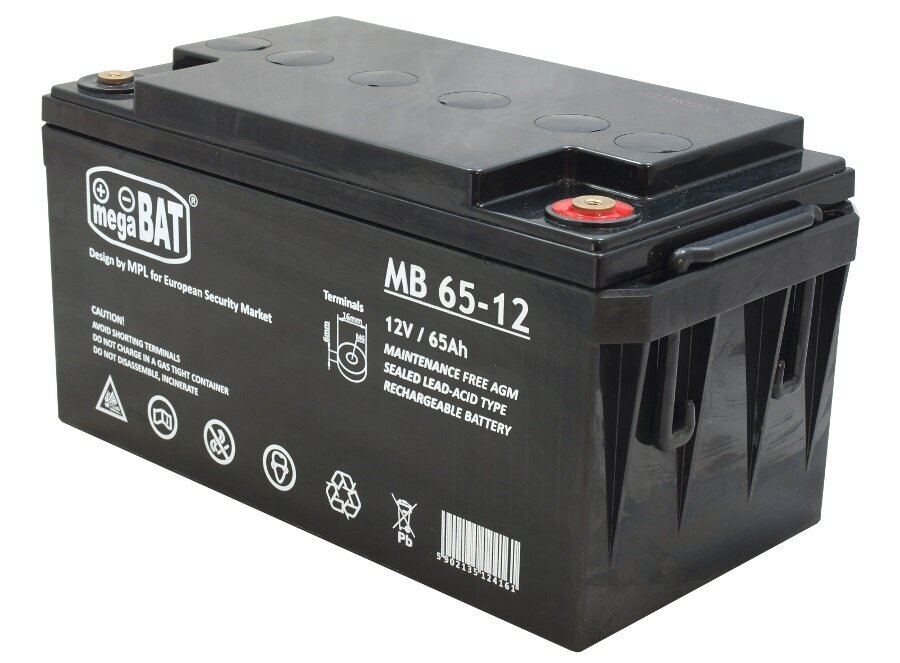 Akumulators MPL megaBAT MB 65-12 UPS battery Sealed Lead Acid VRLA AGM 12 V 65 Ah, melns cena un informācija | Akumulatori | 220.lv