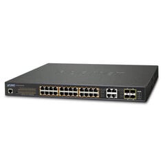 PLANET GS-4210-24UP4C tīkla slēdzis Managed L2/L4 Gigabit Ethernet (10/100/1000) Power over Ethernet (PoE) 1U, melns cena un informācija | Komutatori (Switch) | 220.lv