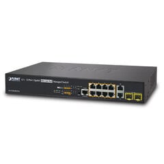PLANET GS-5220-8P2T2S tīkla slēdzis Managed L2+ Gigabit Ethernet (10/100/1000) Power over Ethernet (PoE) 1U, melns цена и информация | Коммутаторы (Switch) | 220.lv