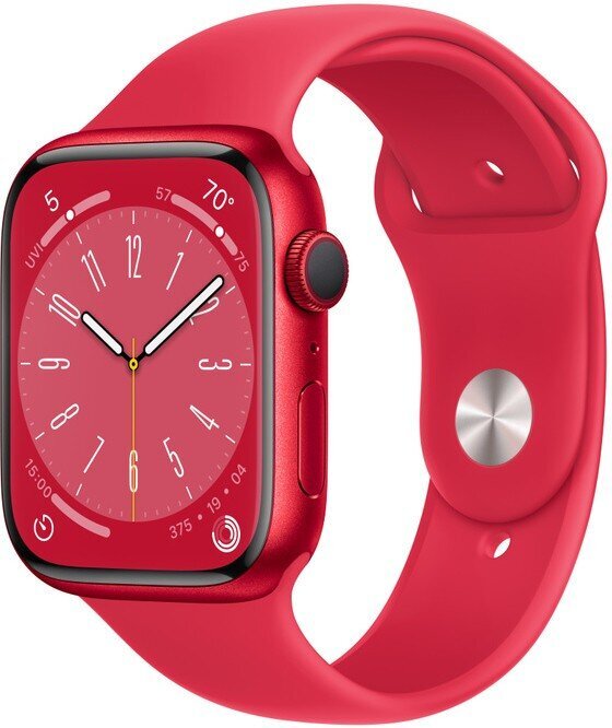 Apple Watch Series 8 GPS 45mm (PRODUCT)RED Aluminium Case ,(PRODUCT)RED Sport Band - MNP43EL/A LV-EE цена и информация | Viedpulksteņi (smartwatch) | 220.lv