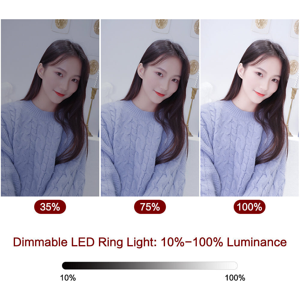 LED riņķis / LED gredzens / LED RING lampa 33 cm ar turētāju mobilajam telefonam + statīvs (68-200 cm) cena un informācija | Apgaismojums fotografēšanai | 220.lv