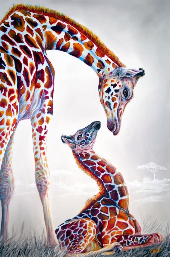 Dimanta mozaīka Žirafes 40x50 cm cena un informācija | Dimantu mozaīkas | 220.lv