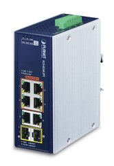 PLANET IP30 Industrial 4-Port Unmanaged Gigabit Ethernet (10/100/1000) Power over Ethernet (PoE) Blue, White цена и информация | Коммутаторы (Switch) | 220.lv