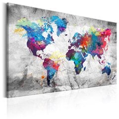Картина - World Map: Grey Style цена и информация | Картины | 220.lv