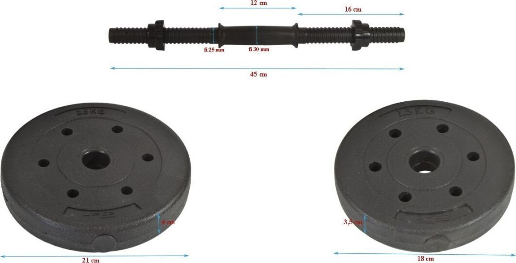 Saliekama hantele EB Fit, 16 kg cena un informācija | Svari, hanteles, stieņi | 220.lv