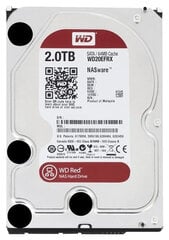 Western Digital Red 2TB 3.5 SATA 6GB/s 64MB (WD20EFRX) цена и информация | Внутренние жёсткие диски (HDD, SSD, Hybrid) | 220.lv