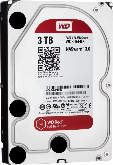 Western Digital Red, 3.5\'\', 3TB, SATA/600, 64MB cache (WD30EFRX) cena un informācija | Iekšējie cietie diski (HDD, SSD, Hybrid) | 220.lv