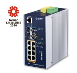 Slēdzis PLANET IP30 DIN-rail Industrial L3 8P Managed Gigabit Ethernet (10/100/1000) alumīnija, zils цена и информация | Коммутаторы (Switch) | 220.lv