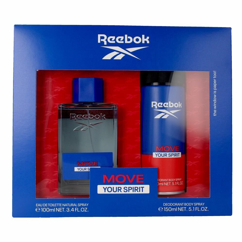 Parfimērijas komplekts vīriešiem Reebok Move Your Spirit tualetes ūdens 100 ml EDT + ķermeņa dezodorants 150 ml цена и информация | Vīriešu smaržas | 220.lv