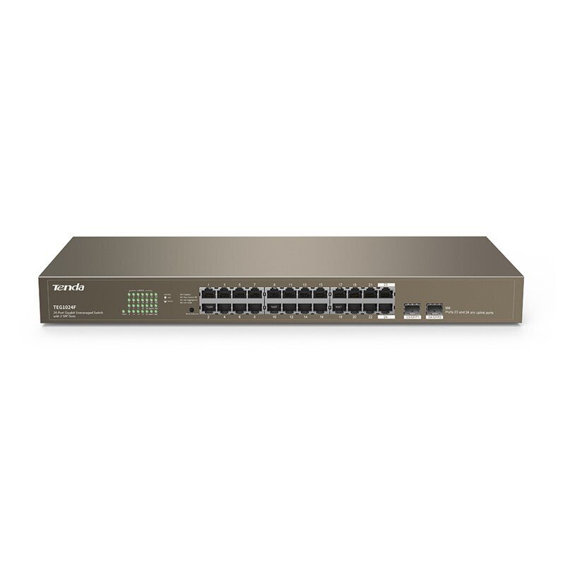 Tenda TEG1024F network switch Unmanaged L2 Gigabit Ethernet (10/100/1000) 1U Grey цена и информация | Rūteri (maršrutētāji) | 220.lv