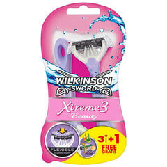Wilkinson Sword Xtreme3 Beauty (4 gab.) - Vienreizējās lietošanas skuvekļi sievietēm cena un informācija | Skūšanās piederumi, kosmētika | 220.lv