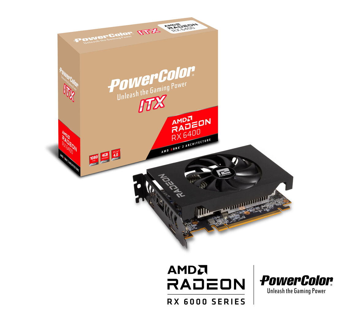 PowerColor AXRX 6400 4GBD6-DH graphics card AMD Radeon RX 6400 4 GB GDDR6 cena un informācija | Videokartes (GPU) | 220.lv