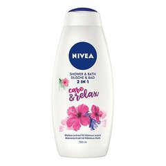 Гель и пена для душа Nivea Care & Relax Shower & Bath 750 мл цена и информация | Масла, гели для душа | 220.lv