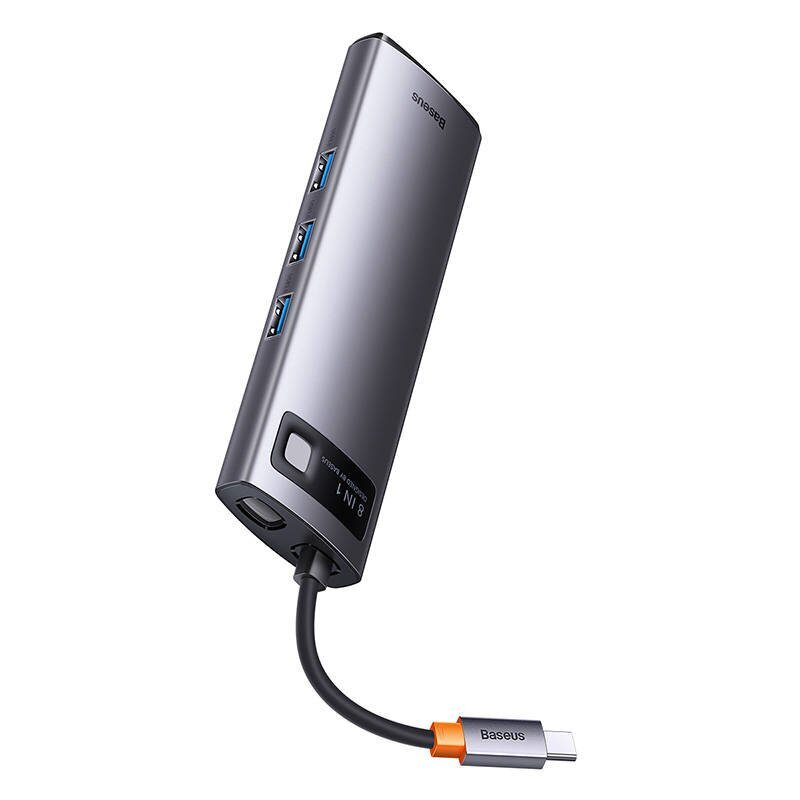 Hub 8in1 Baseus Metal Gleam Series, USB-C to 3x USB 3.0 + 2x HDMI + USB-C PD + microSD/SD цена и информация | Adapteri un USB centrmezgli | 220.lv