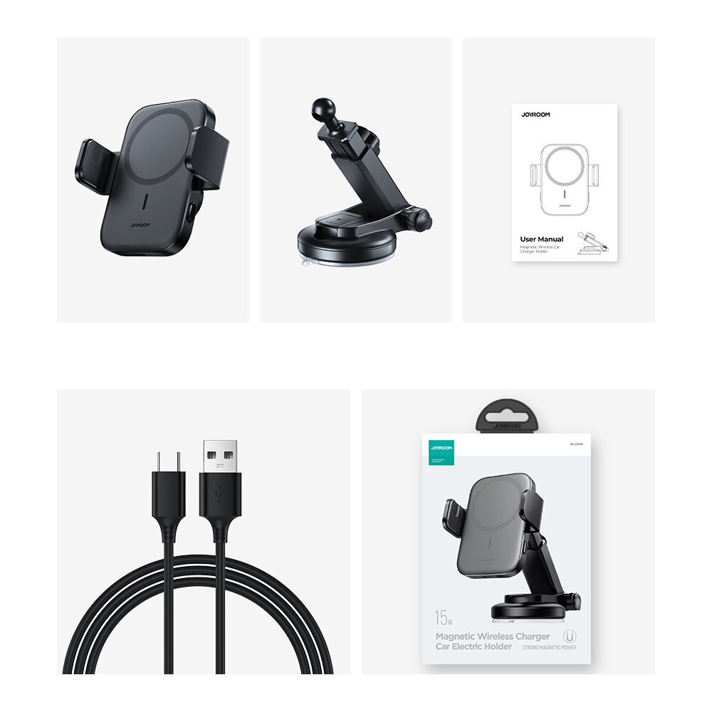 Joyroom Car Holder Qi Wireless Induction Charger 15W (MagSafe for iPhone Compatible) for Dashboard (JR-ZS295) cena un informācija | Auto turētāji | 220.lv