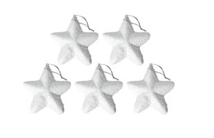 5 gab. baltu zvaigžņu komplekts KL-21X21 cena un informācija | Ziemassvētku dekorācijas | 220.lv