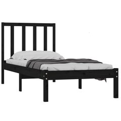 vidaXL gultas rāmis, melns, priedes masīvkoks, 90x190 cm, 3FT цена и информация | Кровати | 220.lv