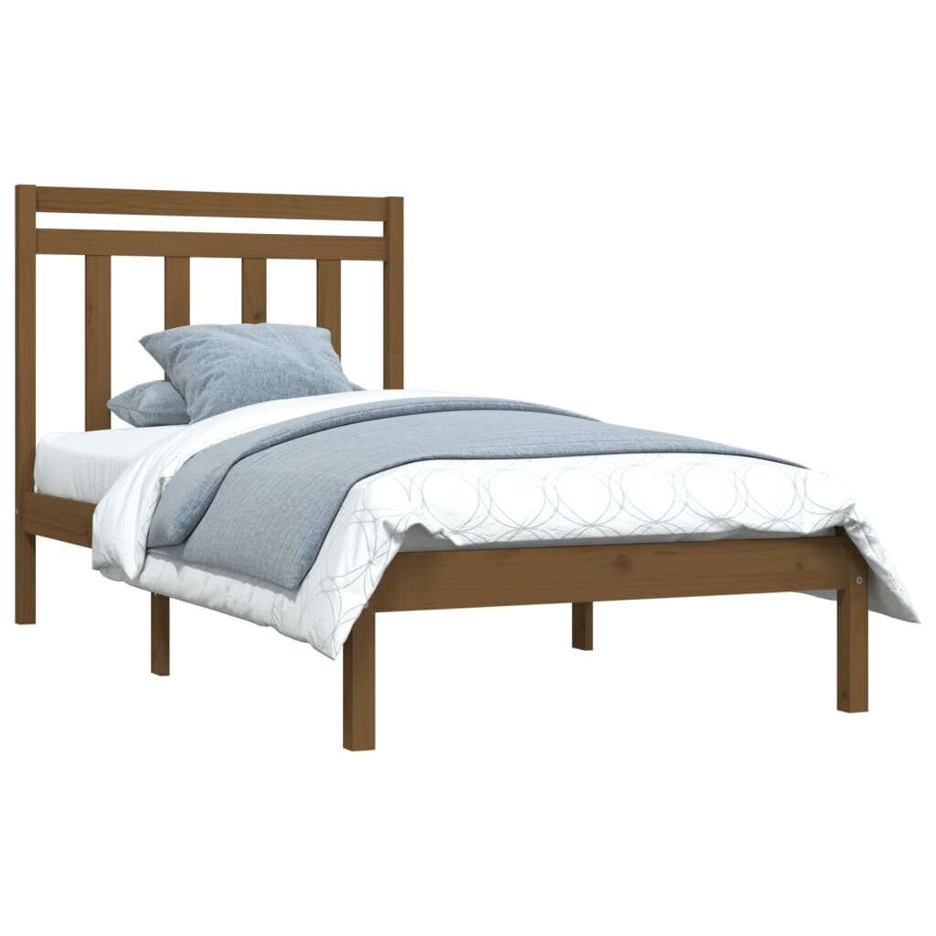 vidaXL gultas rāmis, medus brūns, priedes masīvkoks, 100x200 cm cena un informācija | Gultas | 220.lv