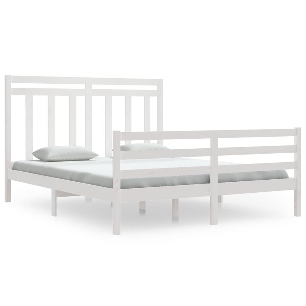 vidaXL gultas rāmis, balts, masīvkoks, 160x200 cm цена и информация | Gultas | 220.lv