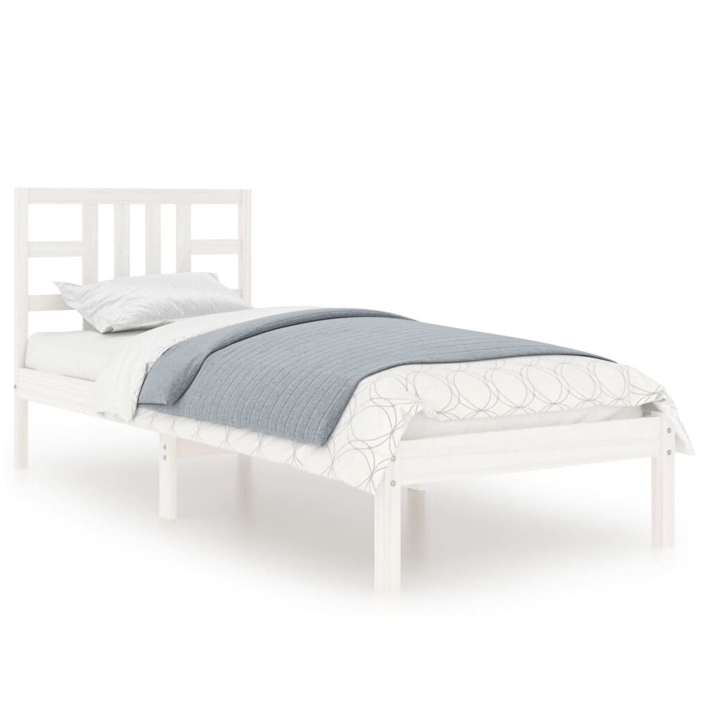 vidaXL gultas rāmis, balts, masīvkoks, 90x190 cm, 3FT, vienvietīgs cena un informācija | Gultas | 220.lv
