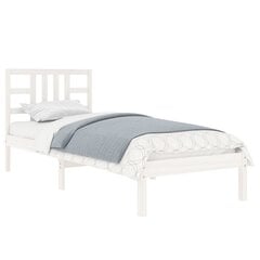 vidaXL gultas rāmis, balts, masīvkoks, 90x190 cm, 3FT, vienvietīgs cena un informācija | Gultas | 220.lv