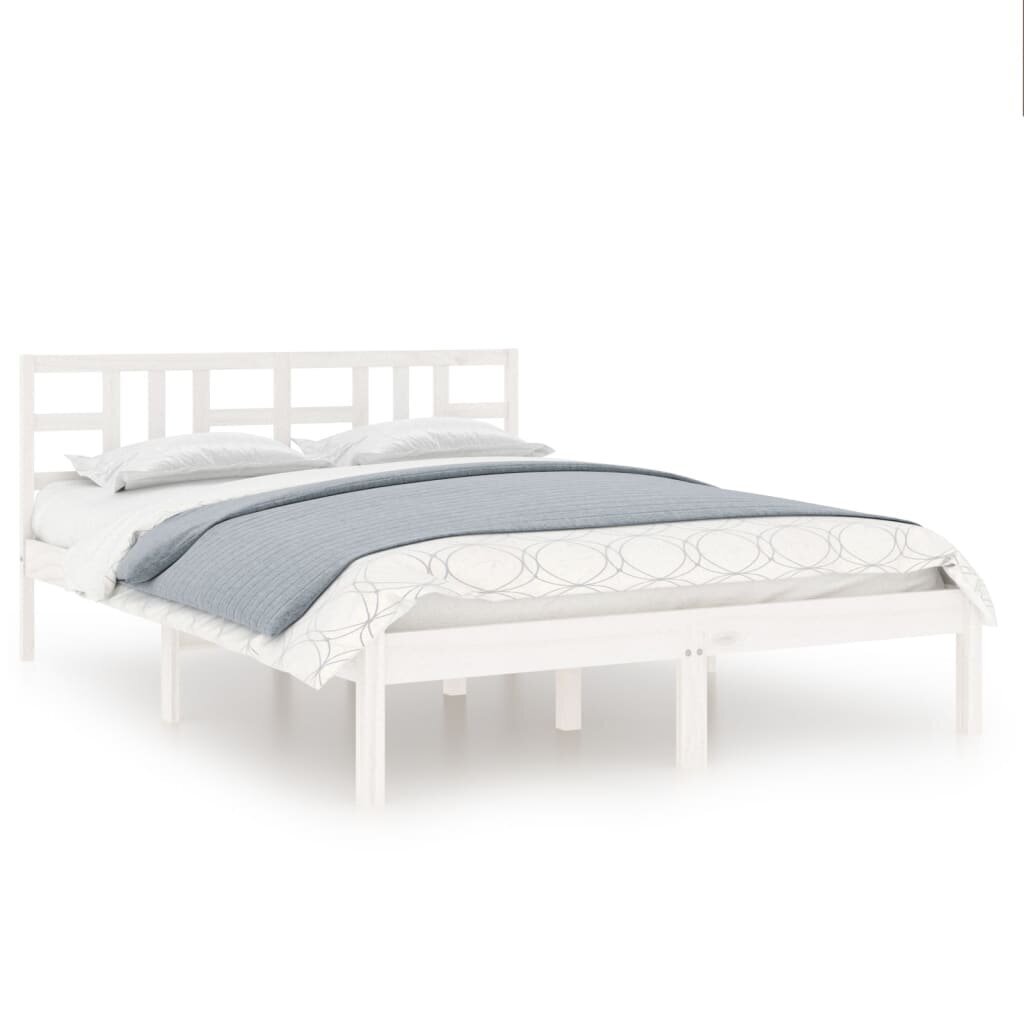vidaXL gultas rāmis, balts, masīvkoks, 180x200 cm, 6FT, King izmērs цена и информация | Gultas | 220.lv