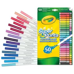 Mazgājamo marķieru komplekts Crayola Super, 50 gab. cena un informācija | Modelēšanas un zīmēšanas piederumi | 220.lv