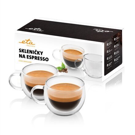 Eta espresso rūze ar dubultām stikla sieniņām, 80 ml, 2 gab. цена и информация | Glāzes, krūzes, karafes | 220.lv