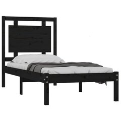 Каркас кровати, черный, 75x190см, массив дерева, односпальный цена и информация | Кровати | 220.lv